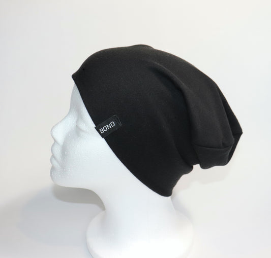 Black Beanie - Jersey Knit